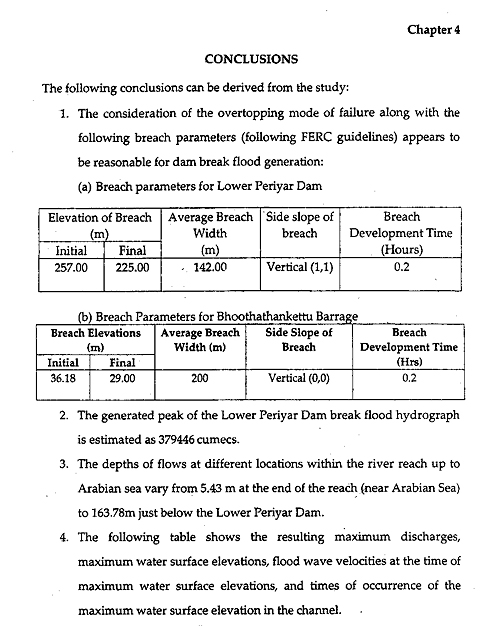 Mullaperiyar Dam Break Analysis- Part III Conclusions